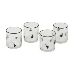 GOBLIN & GHOUL 4pk 10oz Witch Broom Double Old Fashioned Glasses Set